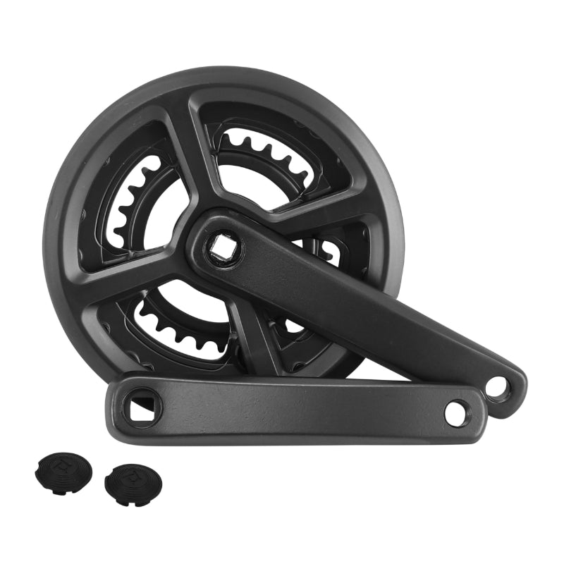 Pédalier Route Alu 170 mm Noir 9V. Plateau 46-30D. Avec Carter Chaîne (Axe Carré Lg 124 mm) - Pour Giant Roam