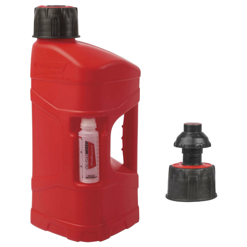 Jerrycan-Bidon Polisport Prooctane 10 L Rouge (Avec Bouchon De Remplissage Rapide) Et Bidon 125 Ml (Doseur Huile)