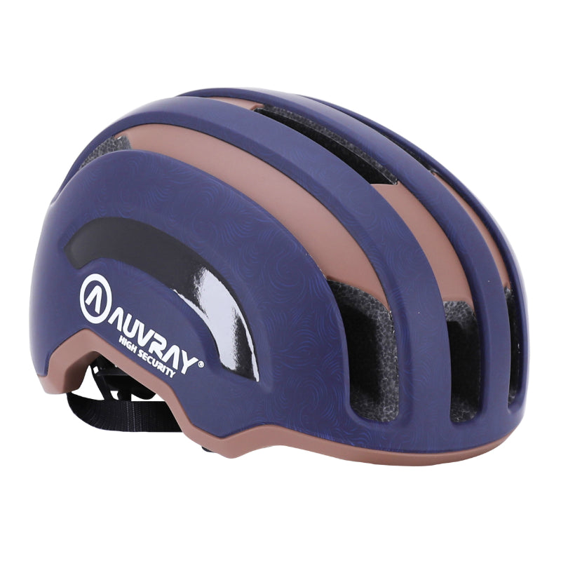 Casque Vélo Adulte Auvray Urbain Safe Bleu Marine-Marron Double In-Mold Avec Éclairage Intégré Usb Taille 56-59 Réglage