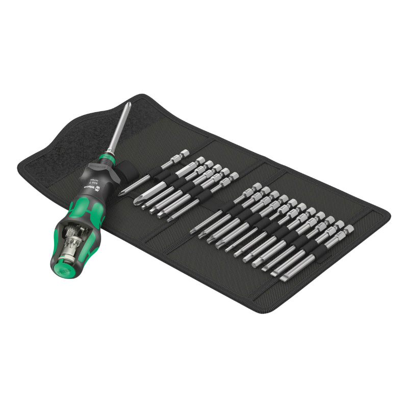 Tournevis Porte Embout Wera Kompakt Turbo 1-4 Avec Embout Vissage Noir-Vert (Mandrin A Serrage Rapide) (Set 19 Pieces) -