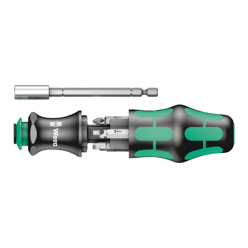 Tournevis Porte Embout Wera 28 Sb Kraftform Kompakt 1-4 (Avec Reserve D'Embout Intégrée) Noir-Vert (Vendu A L'Unite) -Ma