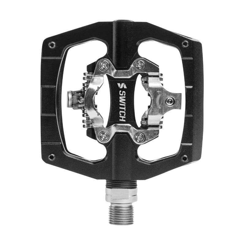 Pédale Gravel - VTT Plate Switch Automatique Alu Cnc Noir 90 X 90 mm (Compatible Shimano SPD) (Paire)