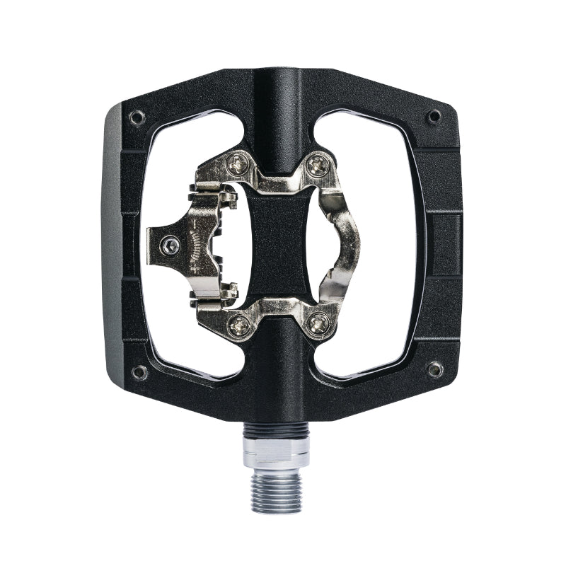 Pédale Gravel - VTT Plate Switch Automatique Ou Standard Alu Cnc Noir 90 X 90 mm (Compatible Shimano SPD) (Paire)