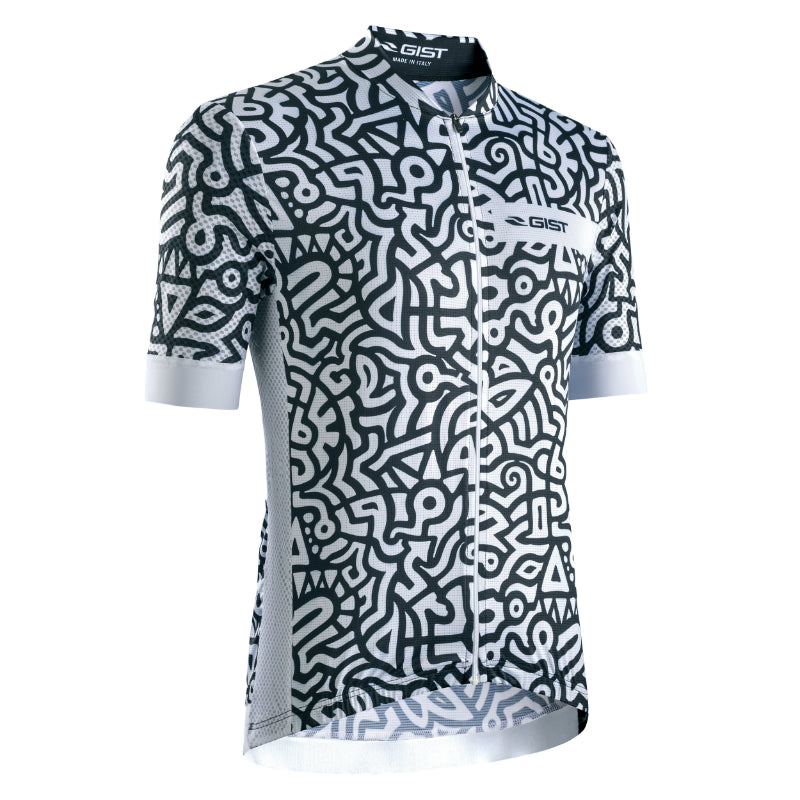 Maillot Gist Été Paint Manches Courtes Zip Total Noir-Blanc XXL