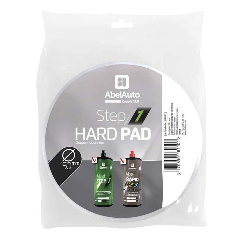 Disque De Polissage Lustrage En Mousse Step 1 Hard Abel Auto 150 mm (Marque Francaise) -Gamme Professionnelle-
