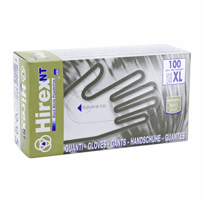 Gants Atelier Nitrile Hirex Noir T10 (XL) (Boite De 100)