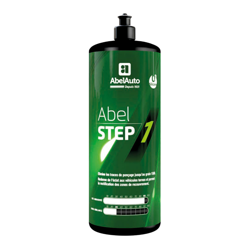 Polish Carrosserie Abel Auto Step 1 1L Abrasivite 90, Brillance 30 (Marque Francaise) -Gamme Professionnelle-