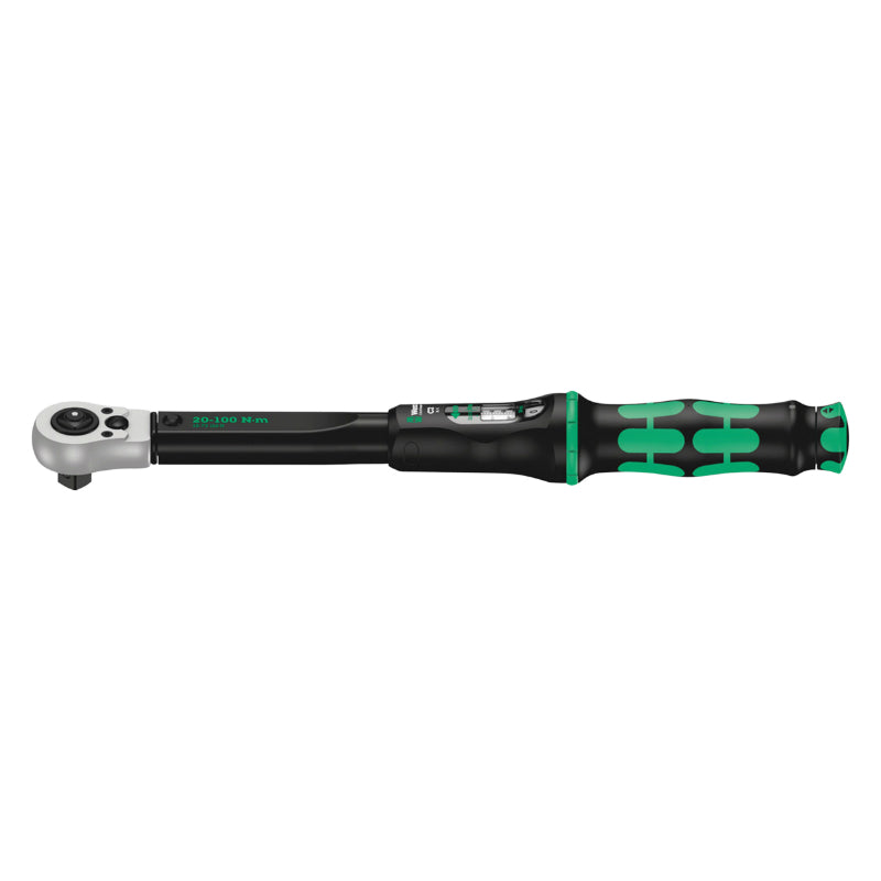 Clé Dynamometrique Wera Click Torque C2 Carré 1-2 Serrage De 20 A 100 Nm Noir-Vert (Debrayable) (Vendu A L'Unite) -Marque Allemande Pour Les Ateliers-