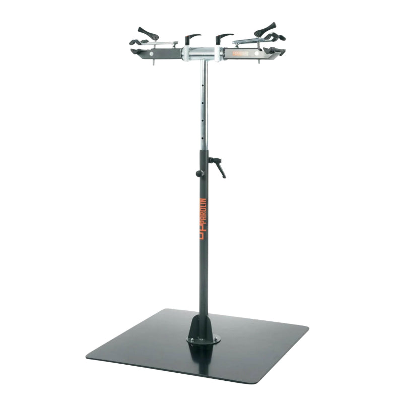 Pied D'Atelier De Réparation Vélo Professionnel Officine Parolin Opus Double Supporte 50Kgs Sur Chaque Bras -Avec Plaque Métal Au Sol -Gist-