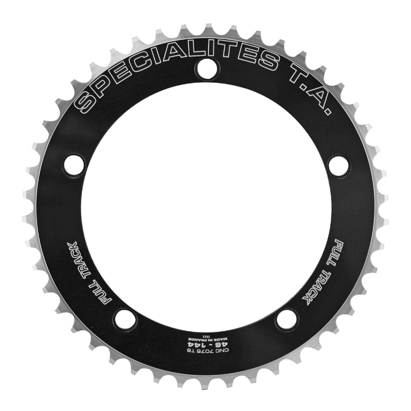 Plateau Piste 5 branches Ø 144 Ta Full Track 46 dents Noir Alu 7075 Pour Chaîne 3.17 mm (1"1-8)