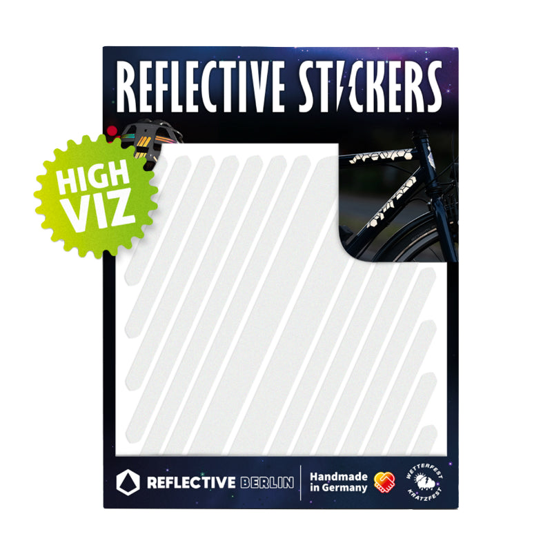 Autocollant-Sticker Reflechissant Pour Vélo, Casque Modele Bandes Universelles Blanc (Planche) -Reflective Berlin-