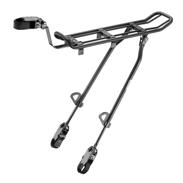Porte Bagage Vélo Arrière Ibera Road Alu Noir 26" À 29" Fixation Sur Haubans Et Tige De Selle - Poids Max 7 Kg- Compati