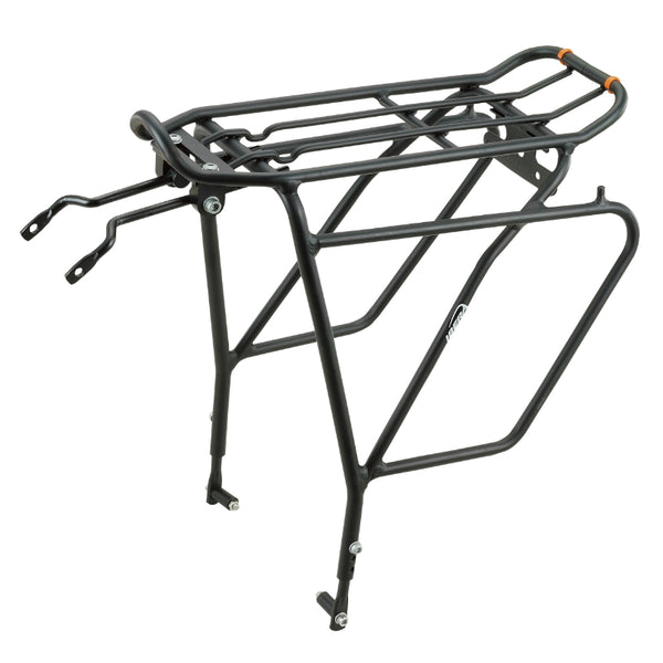 Porte Bagage Vélo Arrière A Tringles Ibera Touring Plus Alu Noir Réglable 26" À 29" Pour Frein Disque Compatible System