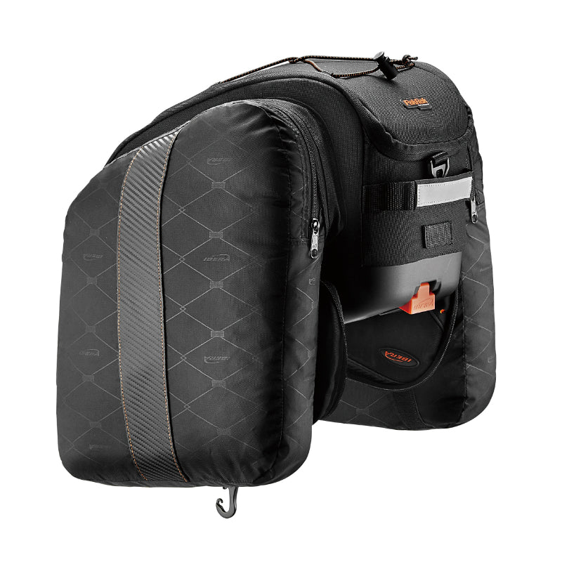 Sacoche Arrière Vélo Double - Trunkbag Ibera Commuter Noir 15L Fixation Arrière Avec Plaque Livre Pour Tout Porte Bagage
