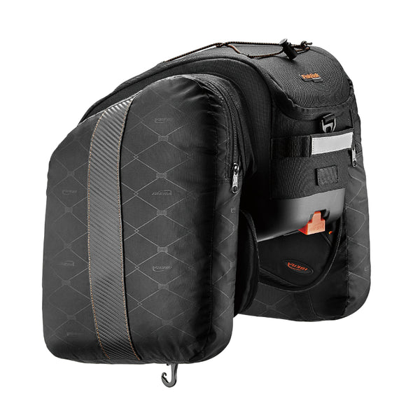 Sacoche Arrière Vélo Double - Trunkbag Ibera Commuter Noir 15L Fixation Arrière Avec Plaque Livre Pour Tout Porte Bagage