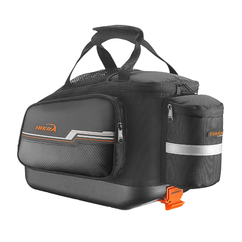 Sacoche Arrière Vélo Trunkbag Ibera Commuter Bag Noir 17L Fixation Porte Bagage Systeme Pakrak (38X22X26 cm) -