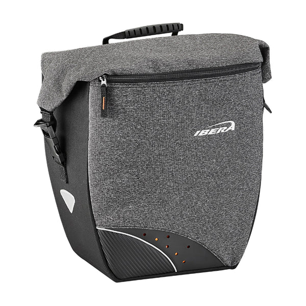 Sacoche Arrière Vélo Laterale Ibera Pro Grise 30L Fixation Systeme Pakrak Side (32X16X34 cm) - Compatible Avec Porte Bag
