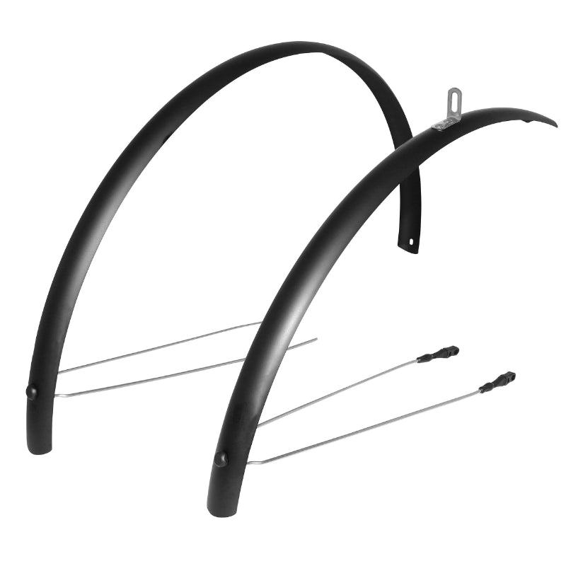 Garde Boue City-VTC Tringles 28'' Stronglight Tour 48 mm Noir Mat (Paire) Avec Fixation Classic Tringles INOX