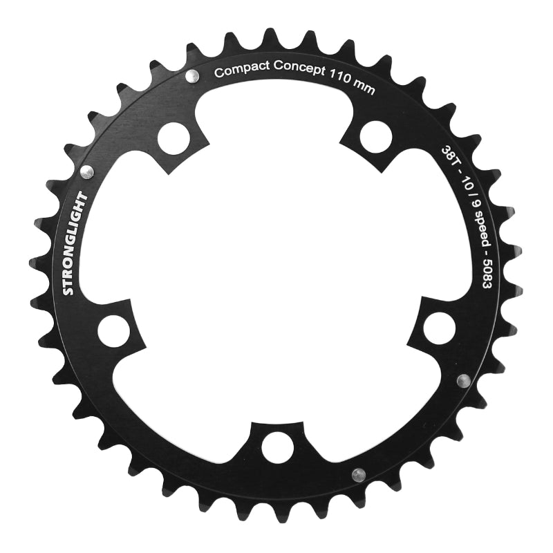 Plateau Route 5 branches Ø 110 Stronglight Dural 38 dents Intérieur Noir Type Shimano 10-9V.