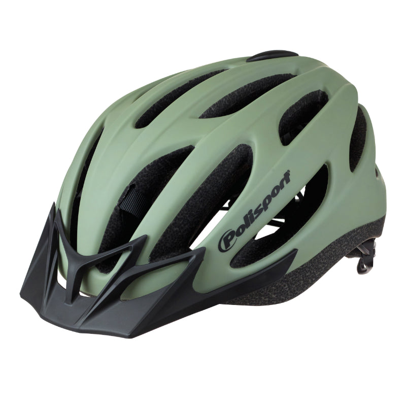 Casque Vélo Urbain-City Adulte Polisport Sport Flow In-Mold Vert Mat Avec Visiere Noir Taille 58-62 System Quick Lock