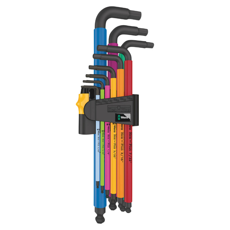 Clé Males Coudees 6 Pans-Allen Wera 950 Hex Plus Blacklaser Imperial (Pouces) (Avec Fonction Retenue) (Set 9 Pieces) -Ma