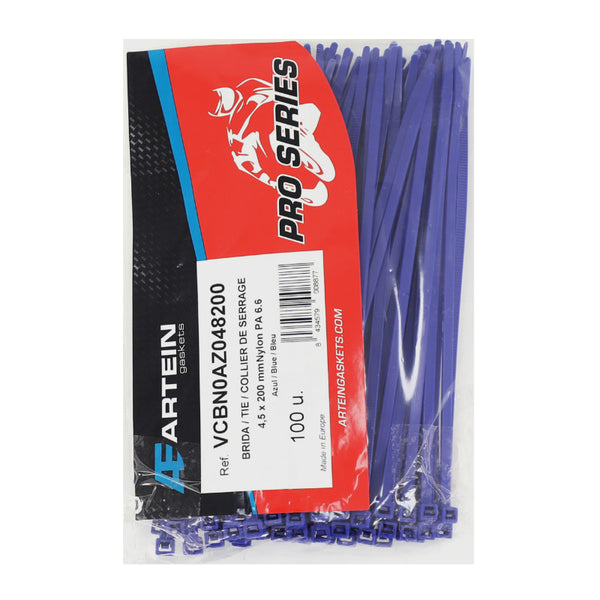 Collier De Serrage Nylon Type Rilsan Artein 4,5X200 mm Bleu (Vendu Par 100) -Pro Series-