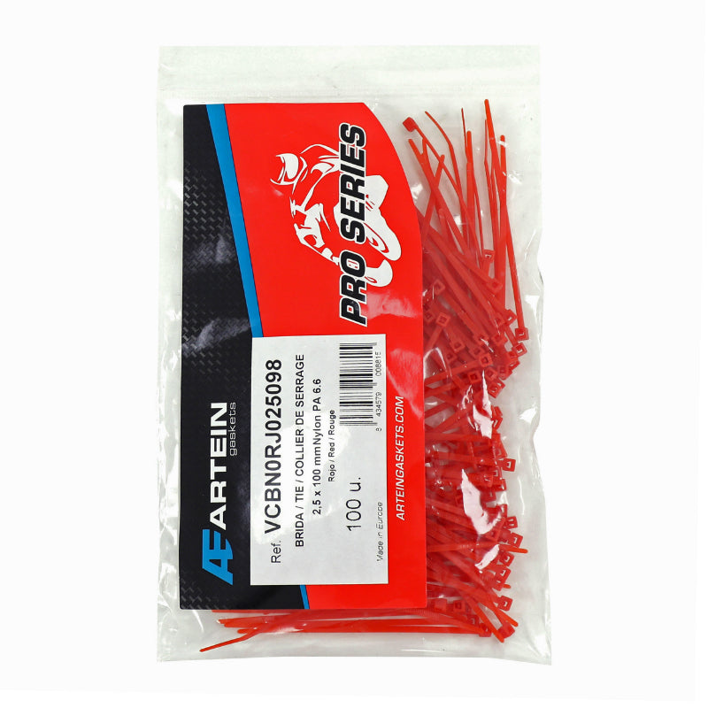 Collier De Serrage Nylon Type Rilsan Artein 2,5X100 mm Rouge (Vendu Par 100) -Pro Series-