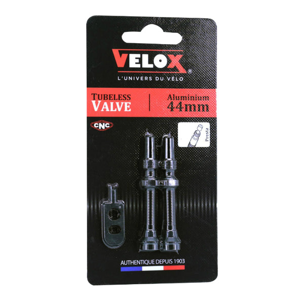 Valve De Pneu Tubeless Presta Velox Alu Noir 44 mm Obus Demontable (Vendu A La Paire Sur Carte)