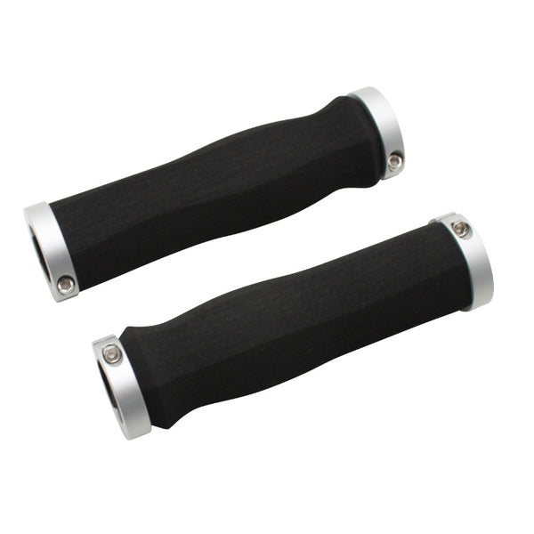 Poignée City Import Anatomique Mousse Noir Serrage Chc Argent L130 mm (Paire)