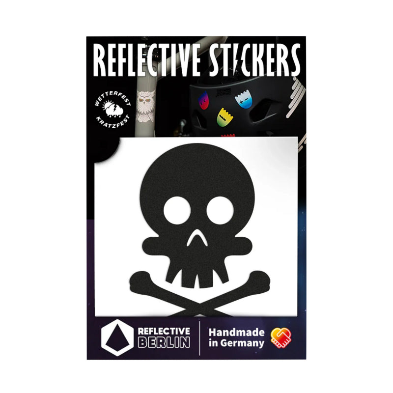 Autocollant-Sticker Reflechissant Tête De Mort Noir -Reflective Berlin-