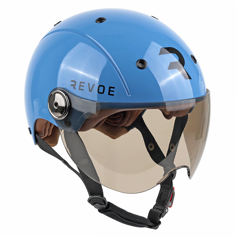 Casque Vélo Adulte Revoe Premium Urbain-City Bleu Petrol Taille 57-58 Visiere Réglable, Protection Oreille Amovible (Vendu En Boite) Compatible Ebike Et Trottinette - Homologation En1078+A1