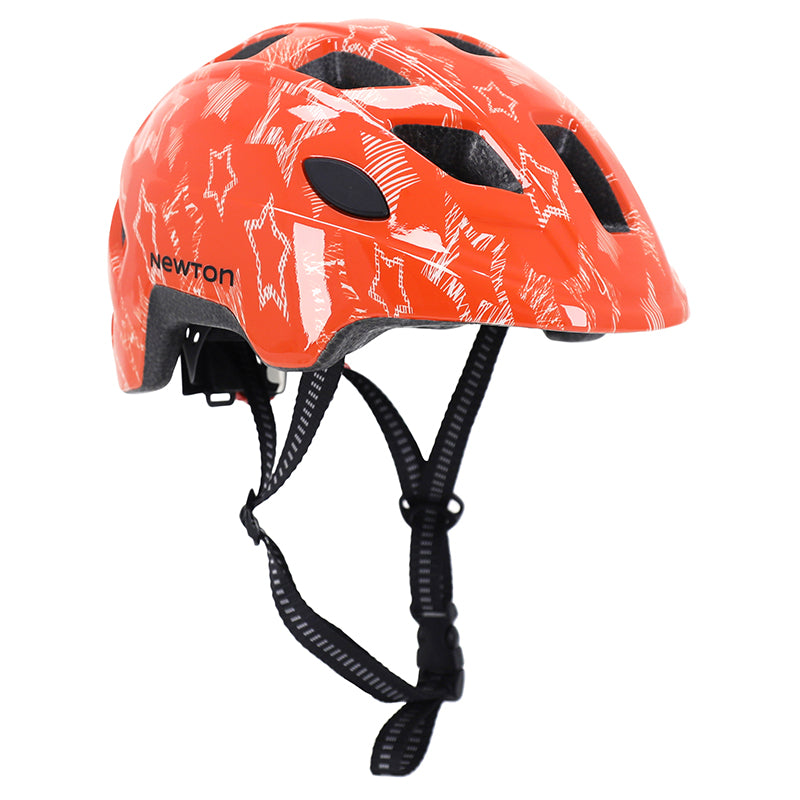 Casque Vélo Enfant Newton Stars Orange In Mold Avec Lock Taille 48-52 (Vendu En Boite)