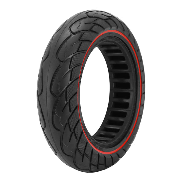 Pneu Trottinette Plein 10 X 2.50 Noir Liseret Rouge (Jante Largeur 45 mm)