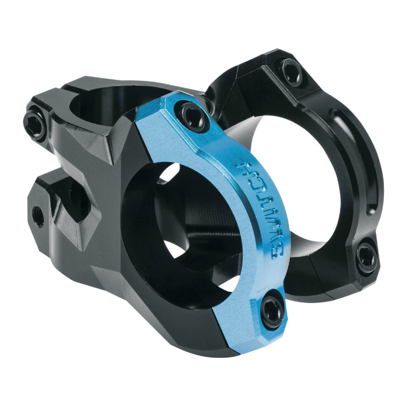 Potence VTT Switch Rocker Alu Cnc Noir-Bleu Cintre 35 mm Dh L 35 mm