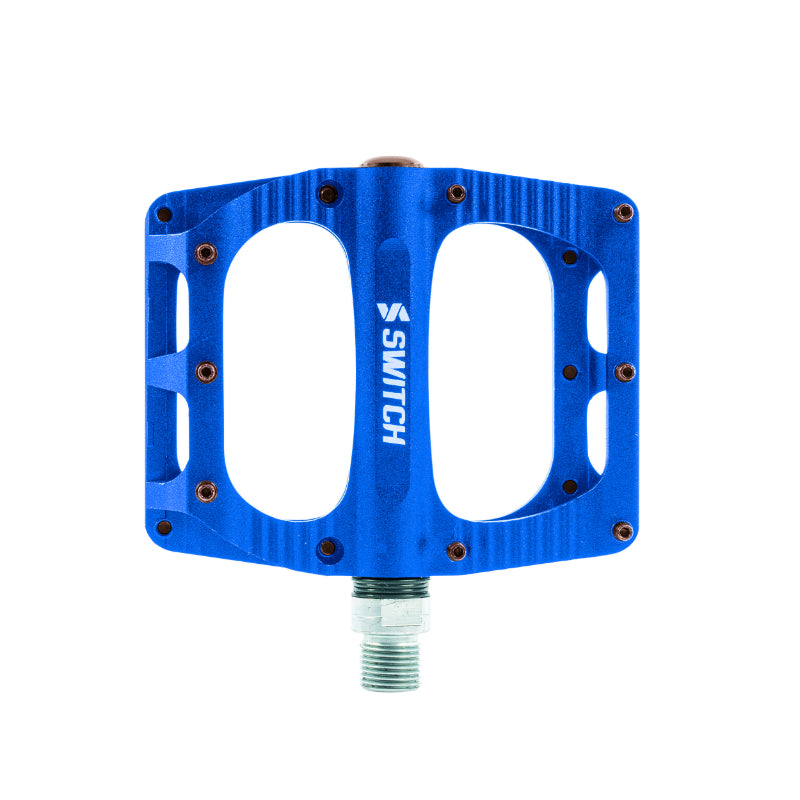 Pédale VTT Plateforme Descente - BMX Switch Freeride Alu Cnc Bleu Filetage 9-16 Avec Picots (Paire) 100X90 mm