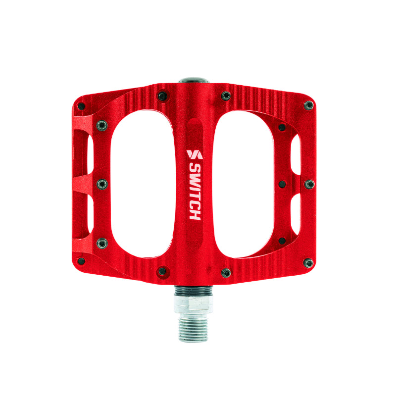 Pédale VTT Plateforme Descente - BMX Switch Freeride Alu Cnc Rouge Filetage 9-16 Avec Picots (Paire) 100X90 mm