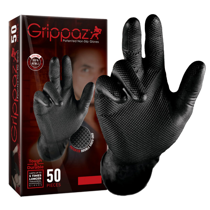 Gants Atelier Nitrile Ecailles De Poisson Resistant Aux Produits Chimiques, Aux Huiles, A L'Essence Noir T11 (XXL) (Boite De 50)