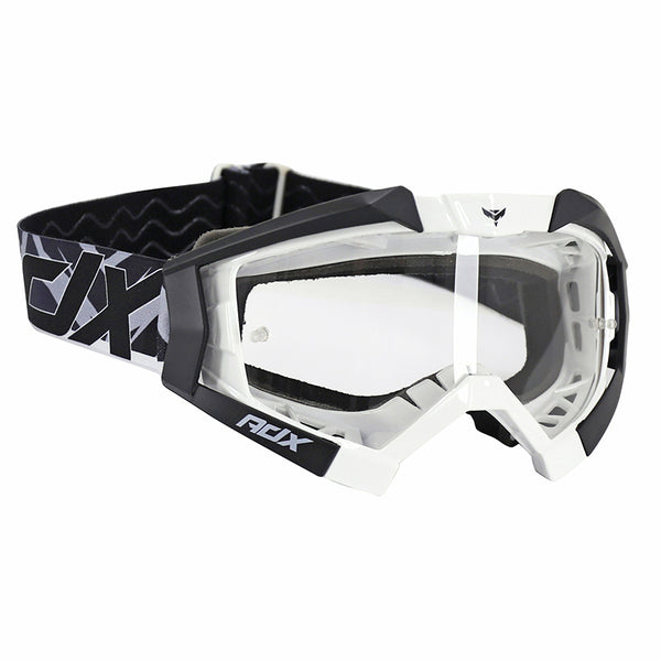 Masque-Lunettes Cross Adx Mx Blanc-Noir Ecran Transparent Anti-Rayures (Homologué En1938) (+ Livre Avec Ecran Miroir)