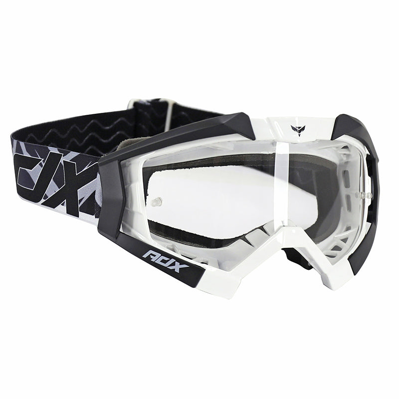 Masque-Lunettes Cross Adx Mx Blanc-Noir Ecran Transparent Anti-Rayures (Homologué En1938) (+ Livre Avec Ecran Miroir)