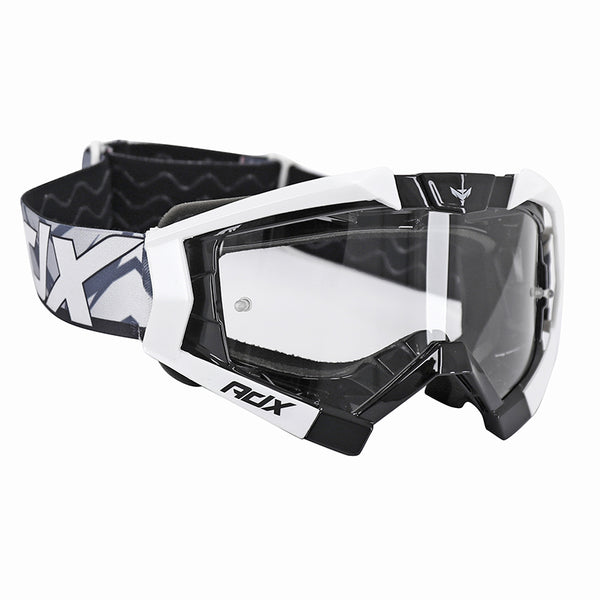 Masque-Lunettes Cross Adx Mx Noir-Blanc Ecran Transparent Anti-Rayures (Homologué En1938) (+ Livre Avec Ecran Miroir)