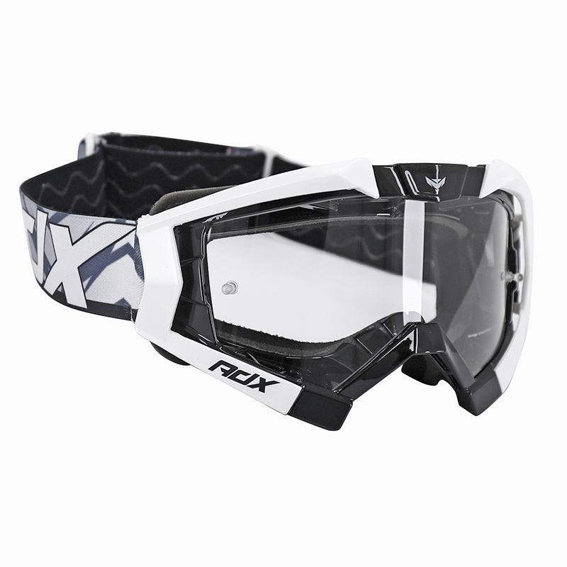Masque-Lunettes Cross Adx Mx Noir-Blanc Ecran Transparent Anti-Rayures (Homologué En1938) (+ Livre Avec Ecran Miroir)