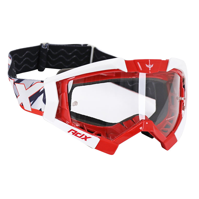 Masque-Lunettes Cross Adx Mx Rouge-Blanc Ecran Transparent Anti-Rayures (Homologué En1938) (+ Livre Avec Ecran Miroir)