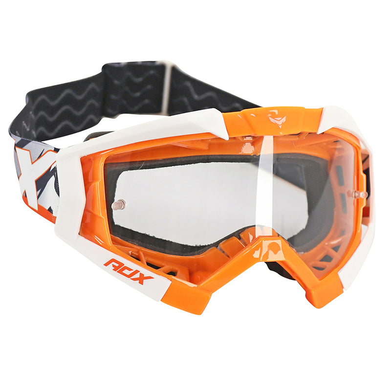 Masque-Lunettes Cross Adx Mx Orange-Blanc Ecran Transparent Anti-Rayures (Homologué En1938) (+ Livre Avec Ecran Miroir)