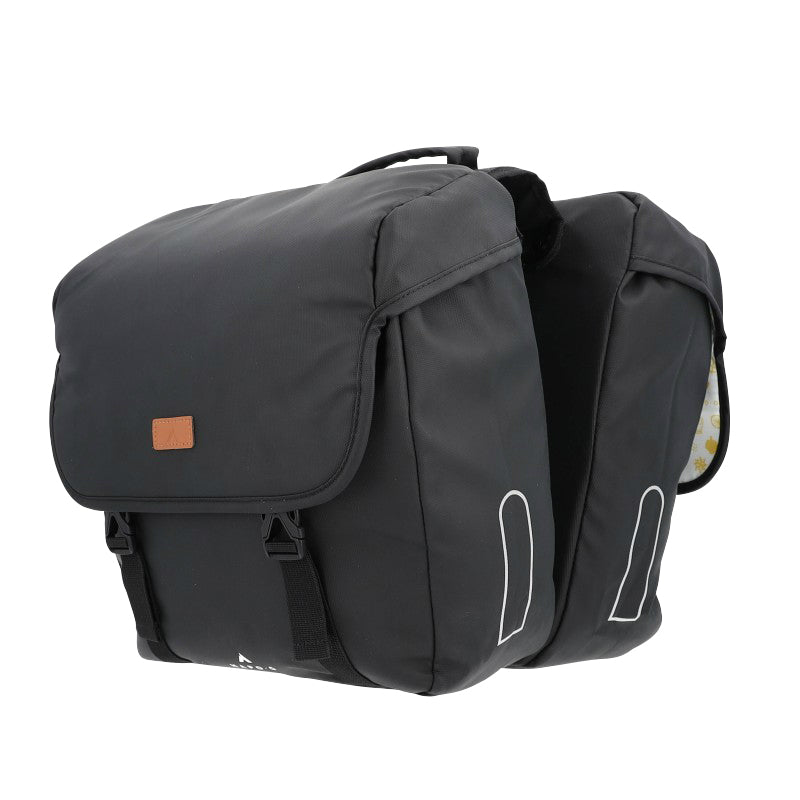 Sacoche Arrière Vélo Double Hapo.G 2X13,5L Noir (35X34X13 cm) - Fixation Sangles Reglables Et Velcros Sur Porte Bagage