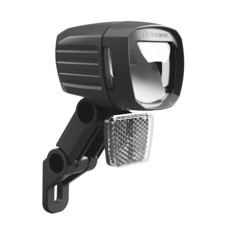 Éclairage Vélo VAE - E-Bike Herrmans Mr10+ Option Plein Phare 240 - 450 Lumen Noir Avant Sur Fourche (Livre Avec Patte)