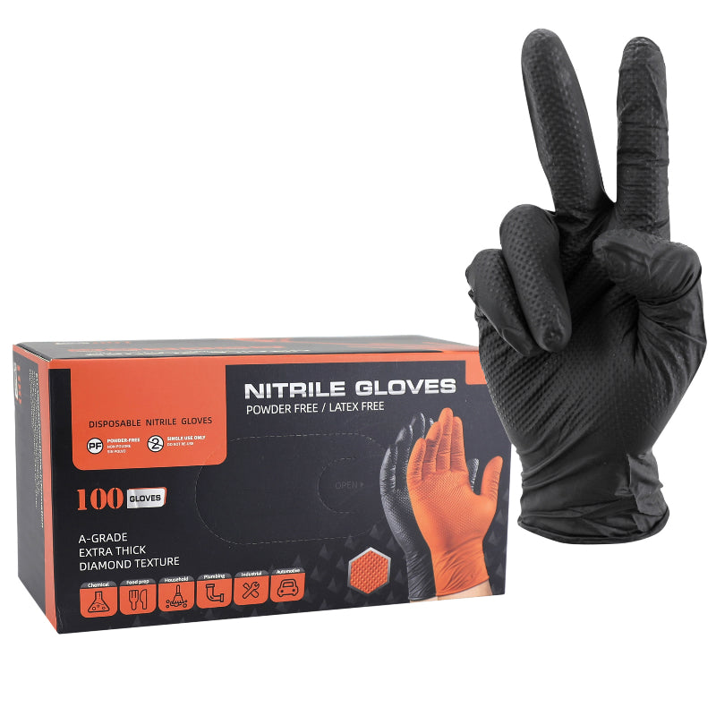 Gants Atelier Nitrile Diamond Texture Type Ecailles De Poisson Resistant Aux Produits Chimiques, Aux Huiles, A L'Essence