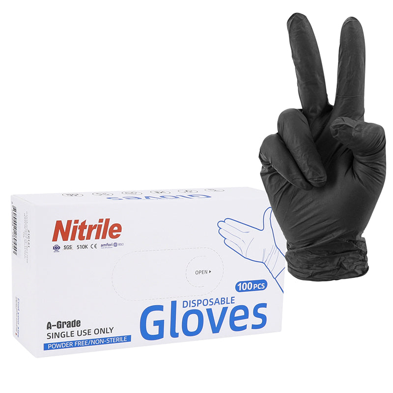 Gants Atelier Nitrile A Usage Unique Noir T10 (XL) (Boite De 100) (Homologué Ce 2777) -P2R-