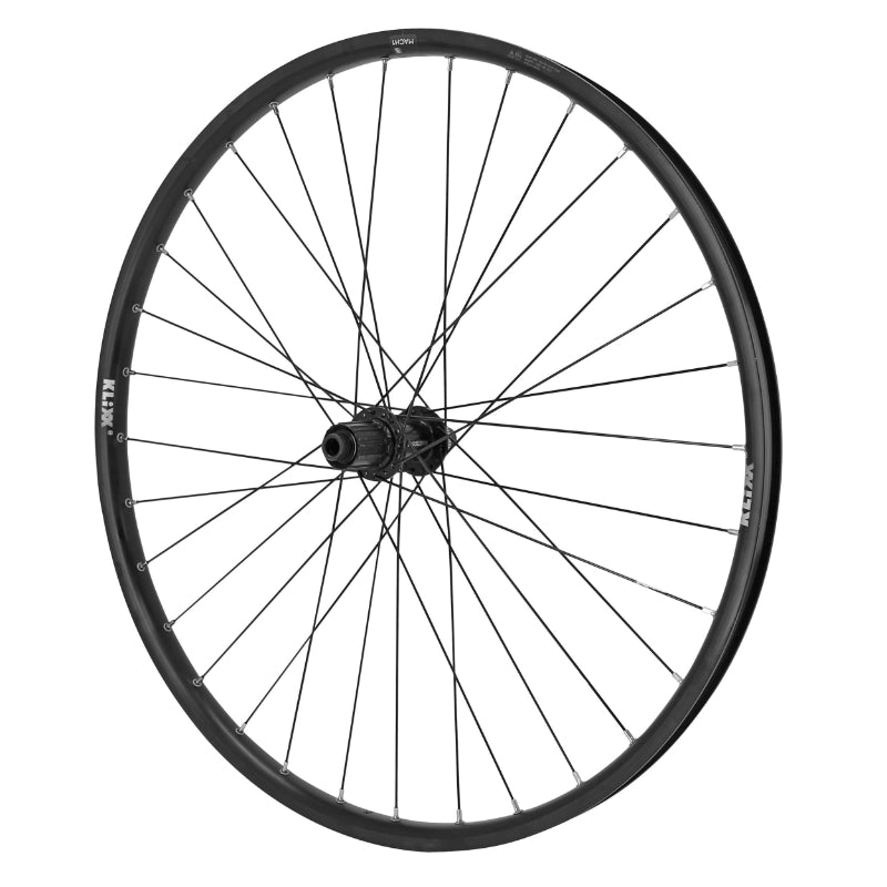 Roue VTT Disque 27.5" Klixx Tubeless Ready Arrière Noir Moyeu Shimano Tc500 11-10-9V Centerlock Axe Traversant 12-142 Rayons Noirs Jante 23C