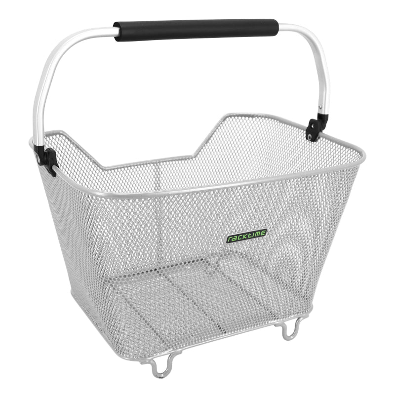 Panier Arrière Fil Acier Racktime Bask It 23L Deluxe Argent Avec Anse Sur Porte Bagage (45X30X33 cm) Sans Platine - Comp