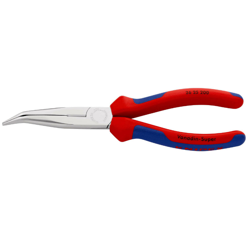 Pince A Bec Fin Coudée Pro Knipex Demi Ronde 200 mm Chrome Avec Poignée Ergonomique (26 25 200) -Made In Germany-